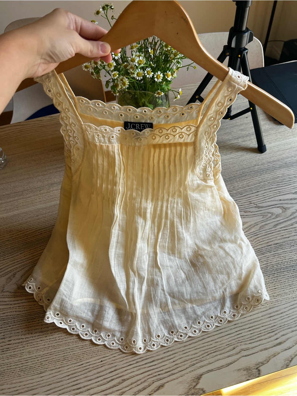 J. Crew Cream Eyelet Linen-Blend Camisole